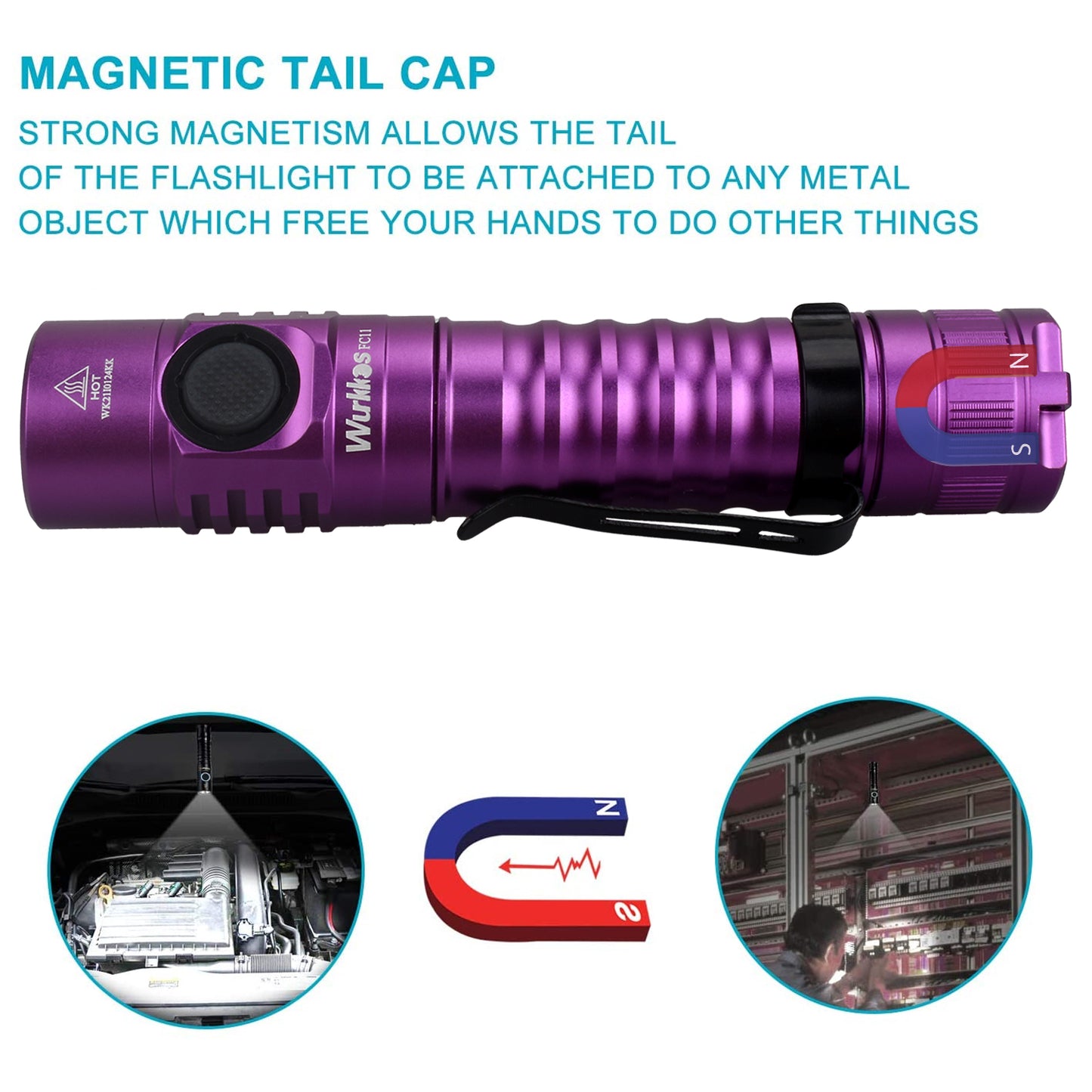 Wurkkos FC11 LH351D 90 CRI 18650 LED Flashlight with Magnetic Tail 2 Groups USB-C Rechargeable