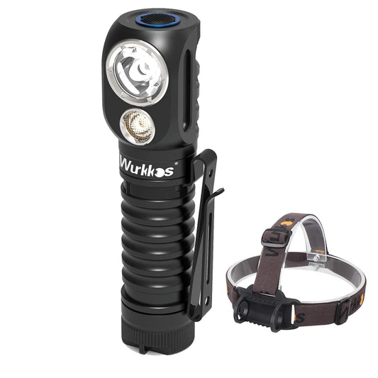 Wurkkos HD15R Dual LEDs Headlamp, Angle Flashlight with Red Beam Mode, Replaceable short tube included, Rechargeable 18650 Headlamp with Reverse Charging